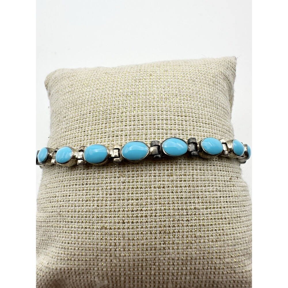 925 sterling sleeping beauty turquoise tennis bracelet 8”